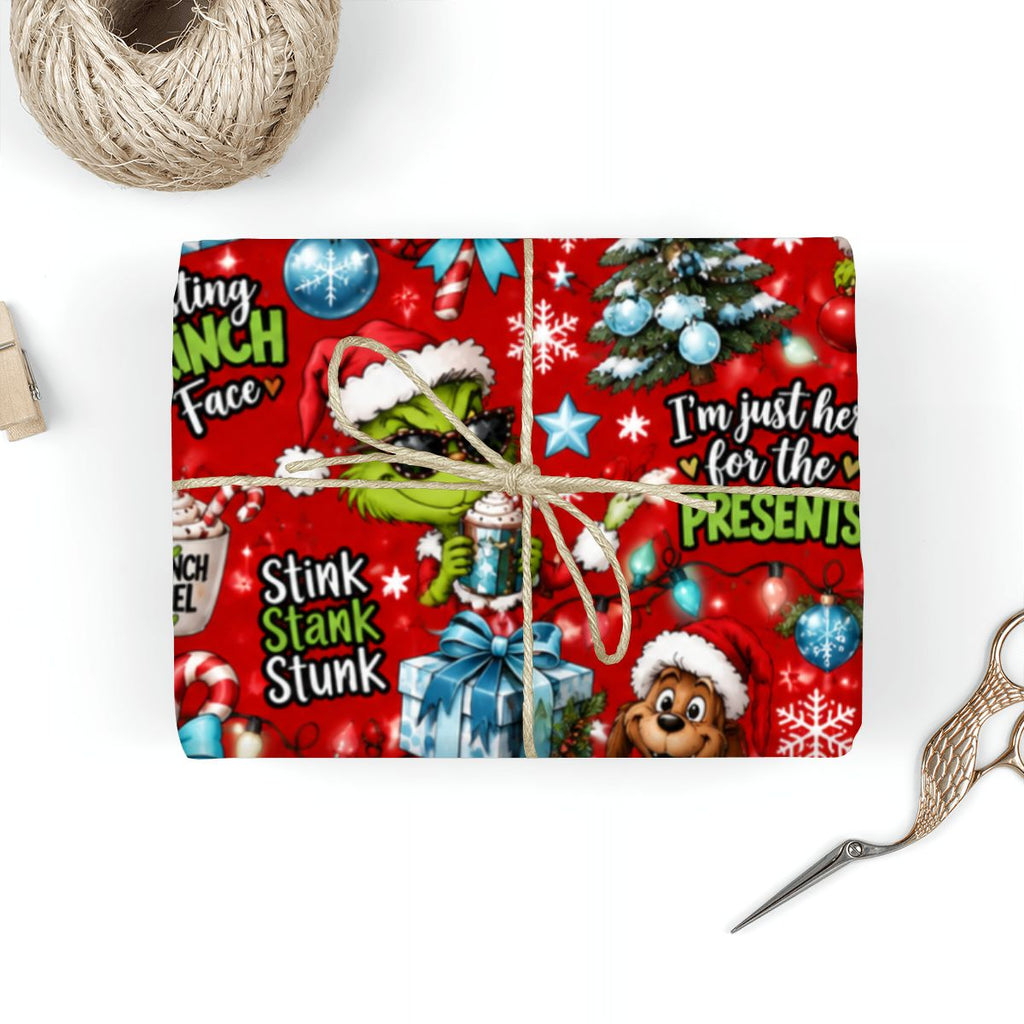 3Pack Gift Wrapping Paper Sheets funny grinch wrappingpaper