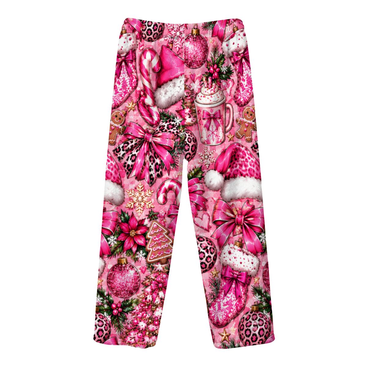 Women's Plush Fleece Pajama Pants teal smiley face pink girly xmas