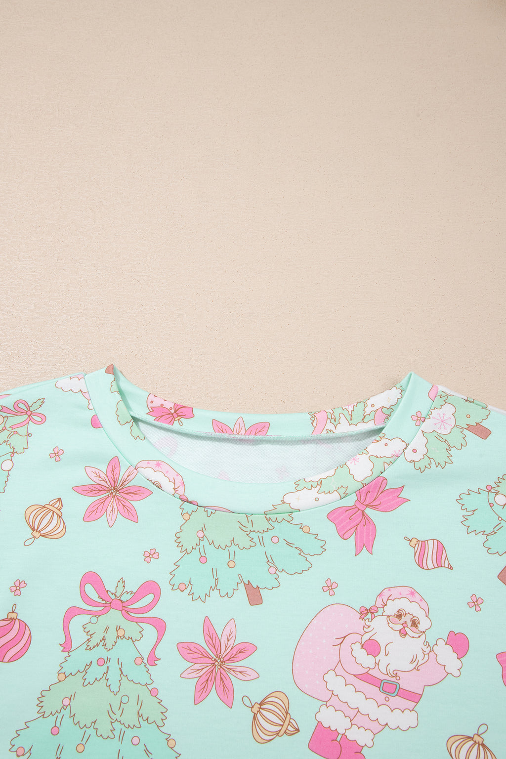 Green Abstract Print Long Sleeve Two Piece Lounge Set