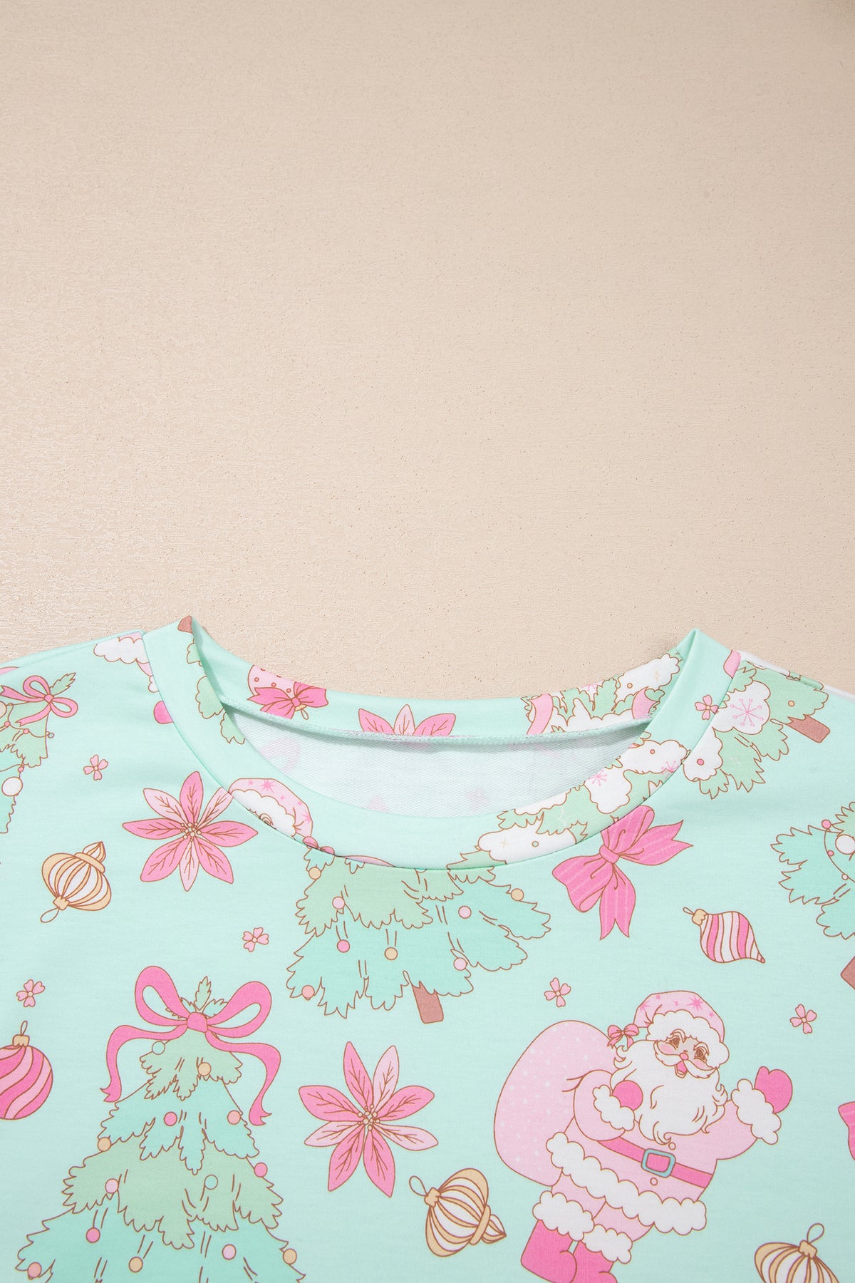 Green Abstract Print Long Sleeve Two Piece Lounge Set