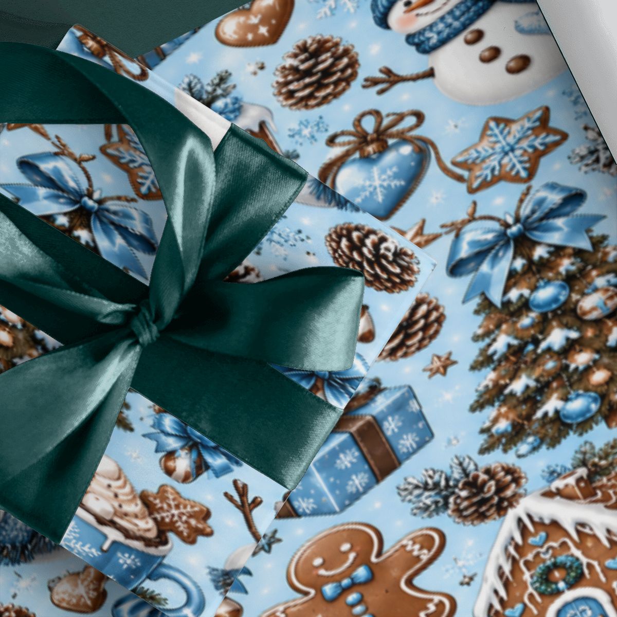 3Pack Gift Wrapping Paper Sheets snowmen and trees