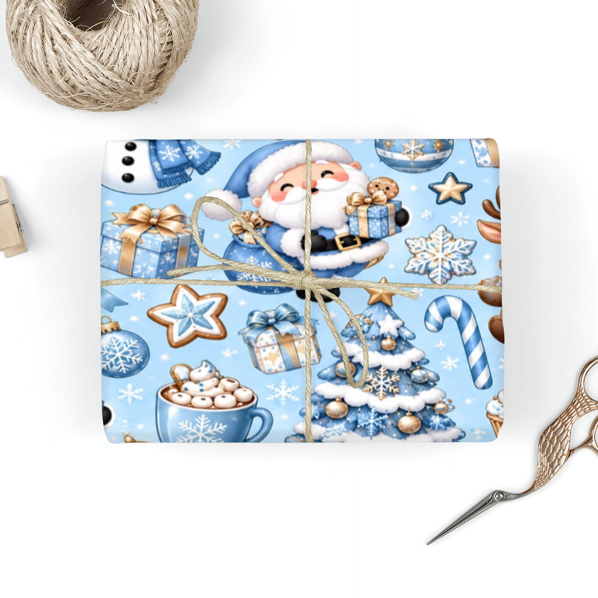 3Pack Gift Wrapping Paper Sheets blue and brown wrapping paper