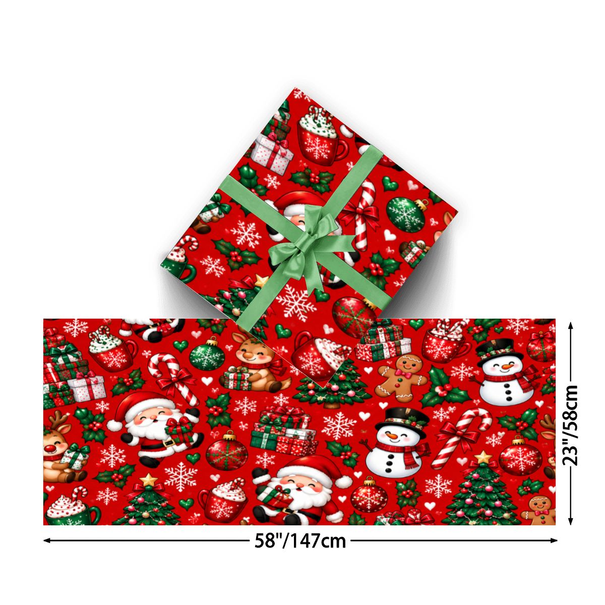 3Pack Gift Wrapping Paper Sheets deer and hot coco wrapping paper