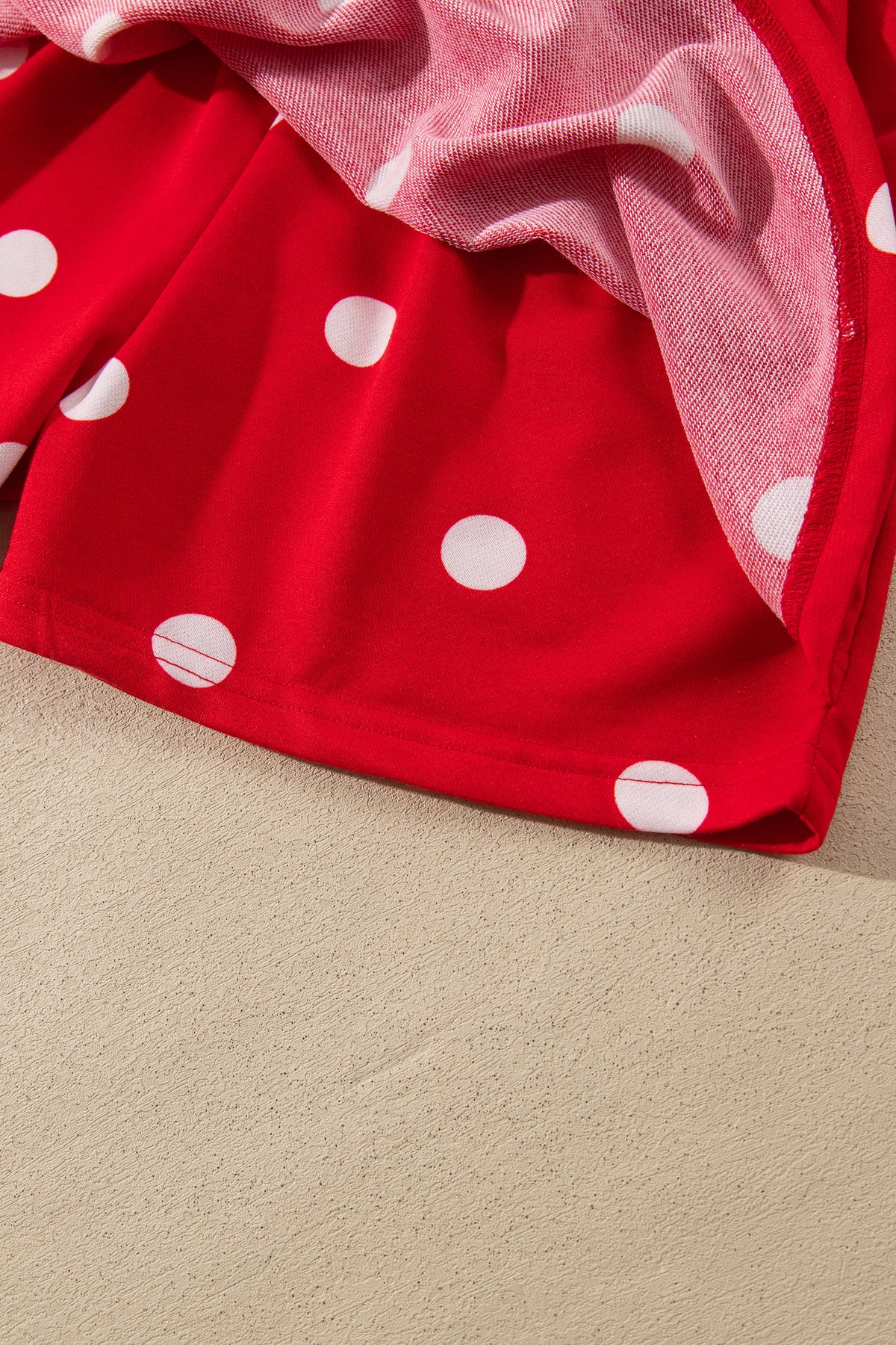 Brown Polka Dot Raw Hem Relaxed Pullover Loose Skort Two Piece Set