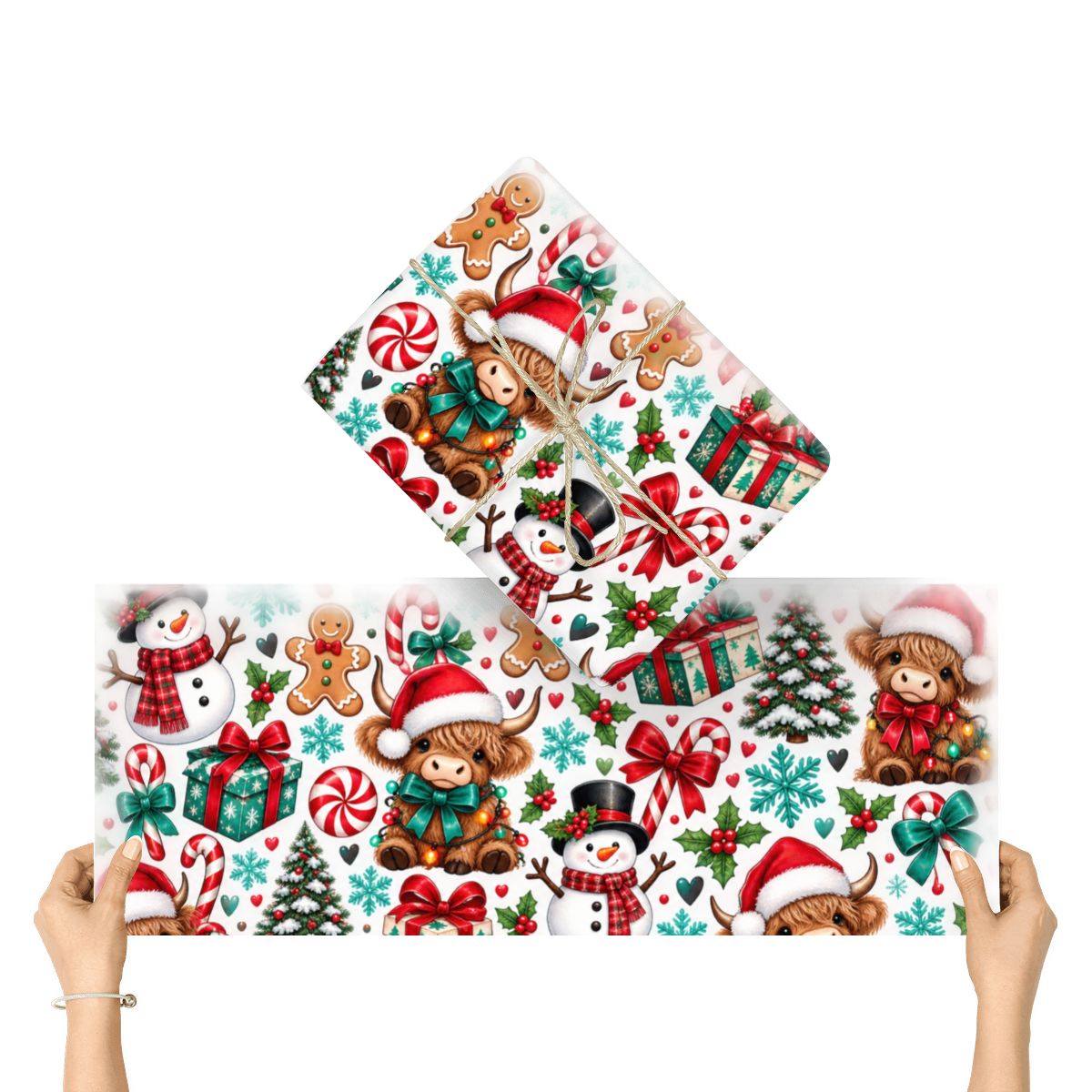 3Pack Gift Wrapping Paper Sheets wrapping paper cows and trees