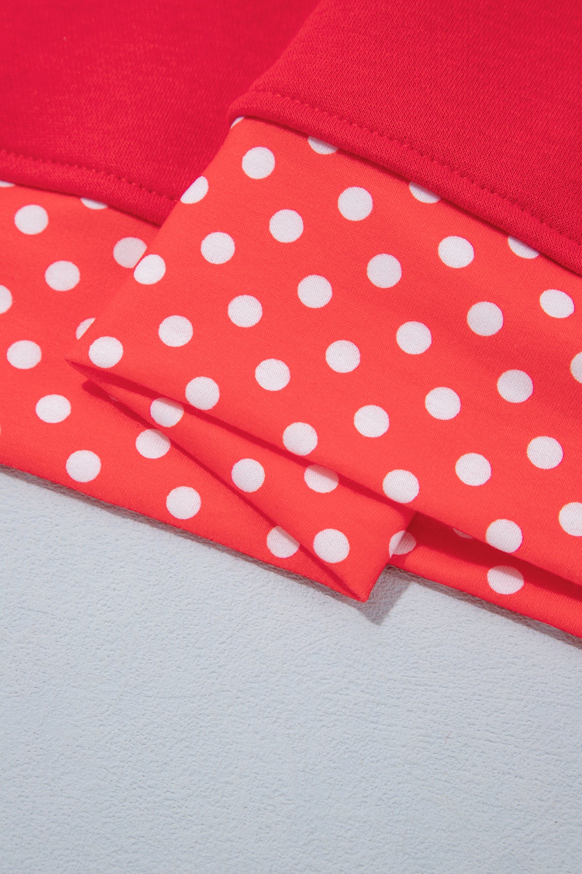 Fiery Red Casual Polka Dot Patchwork Letter Graphic Plus Size Sweatshirt