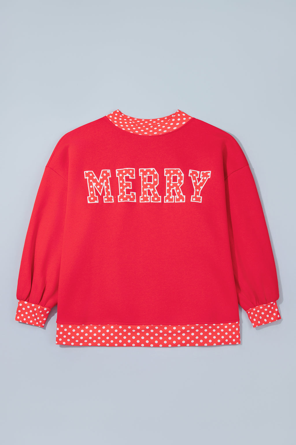 Fiery Red Casual Polka Dot Patchwork Letter Graphic Plus Size Sweatshirt