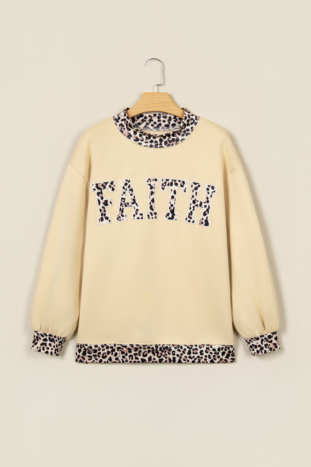 Dirty blue Polka Dot Trim High Neck GRACE Letter Graphic Baggy Sweatshirt