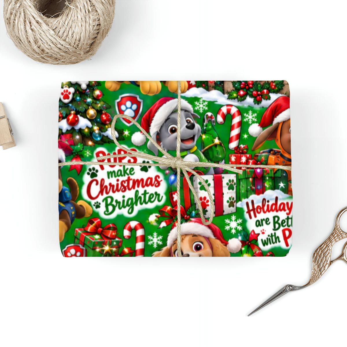 3Pack Gift Wrapping Paper Sheets christmas paw patrol