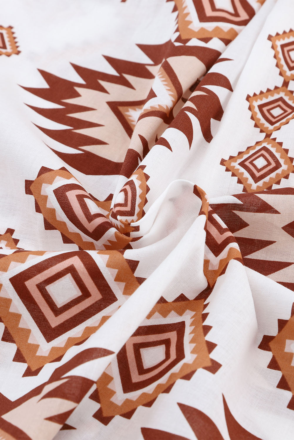 White Western Aztec Pattern Button Flap Pocket Shirt