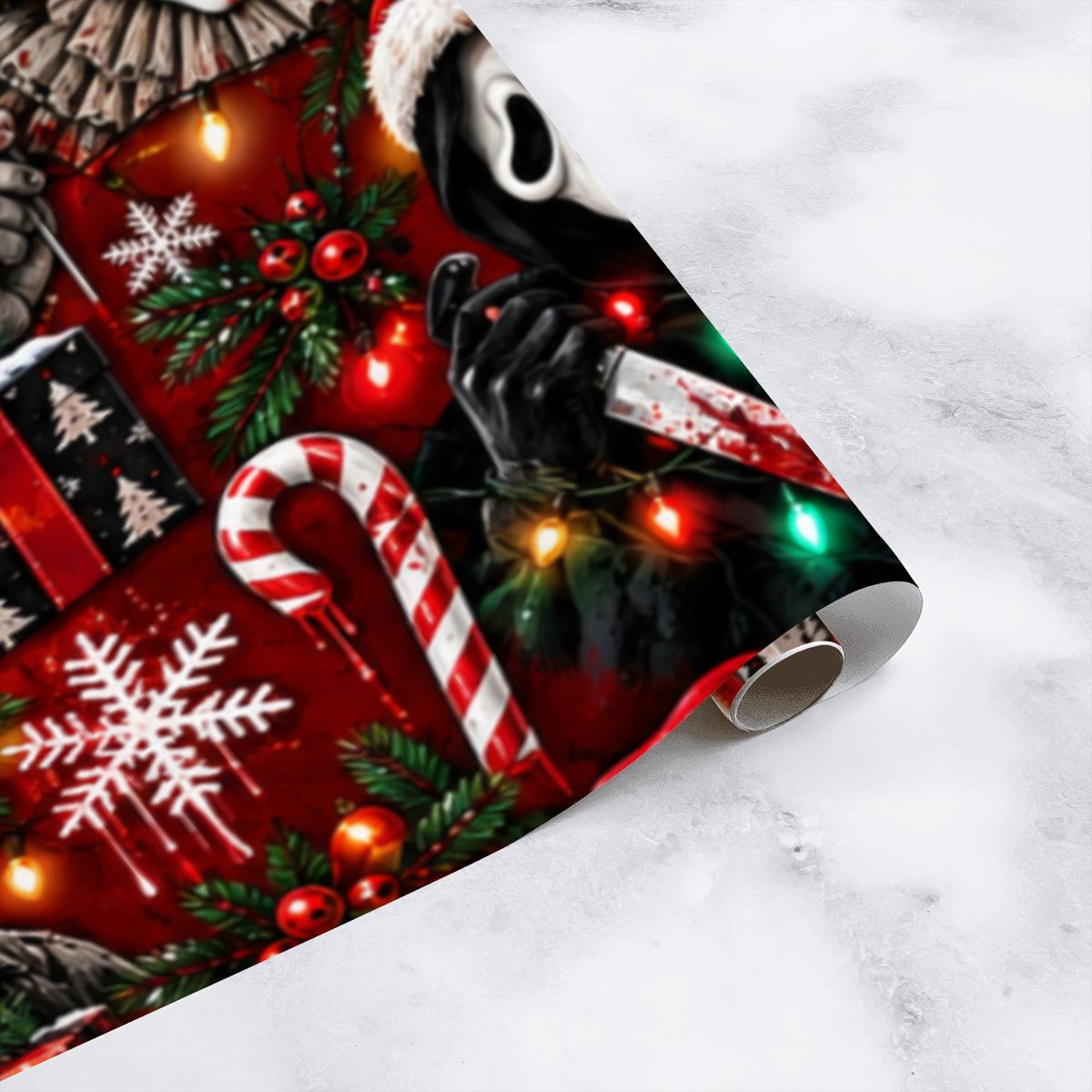 3Pack Gift Wrapping Paper Sheets hooror christmas theme