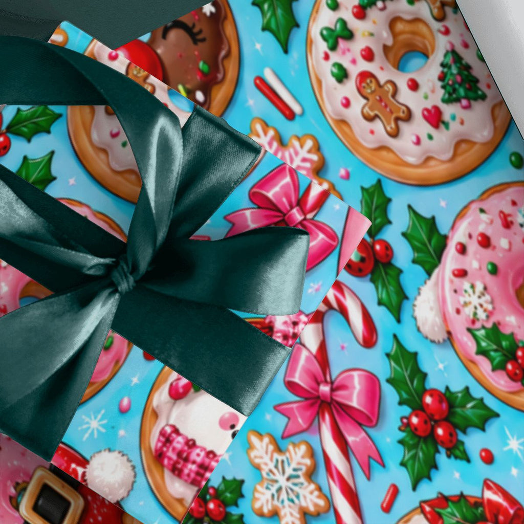 3Pack Gift Wrapping Paper Sheets christmas donut