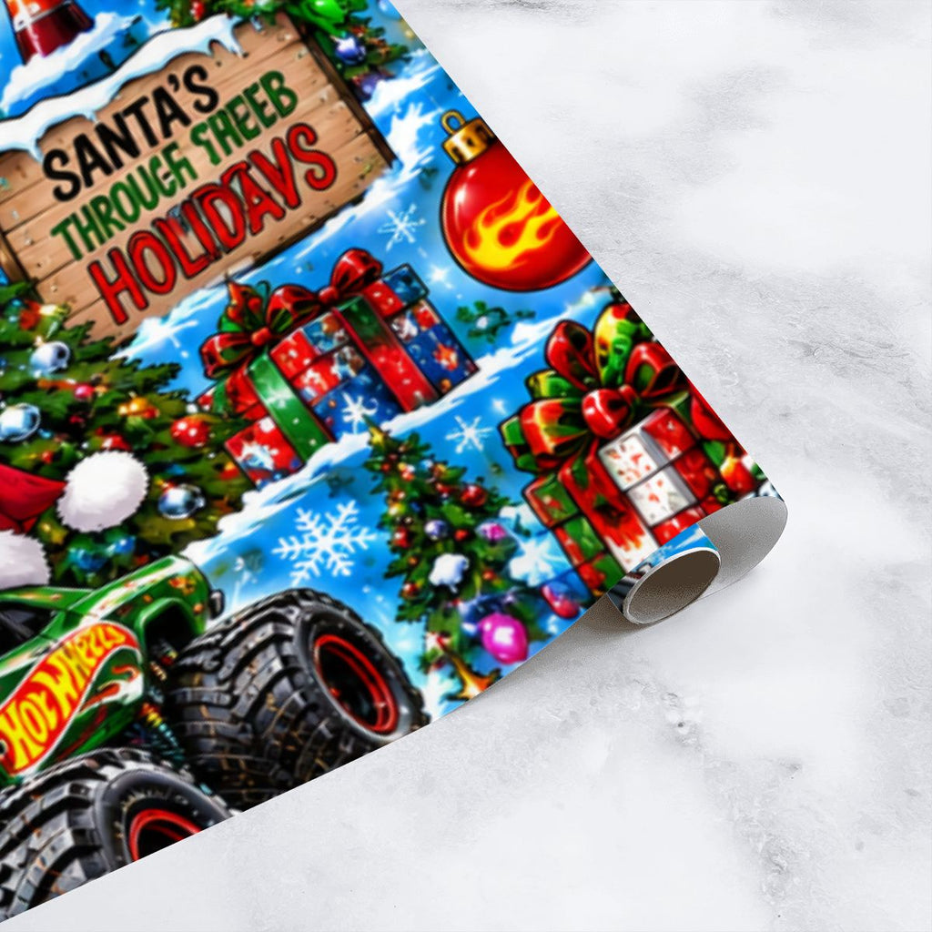 3Pack Gift Wrapping Paper Sheets hot wheels xmas