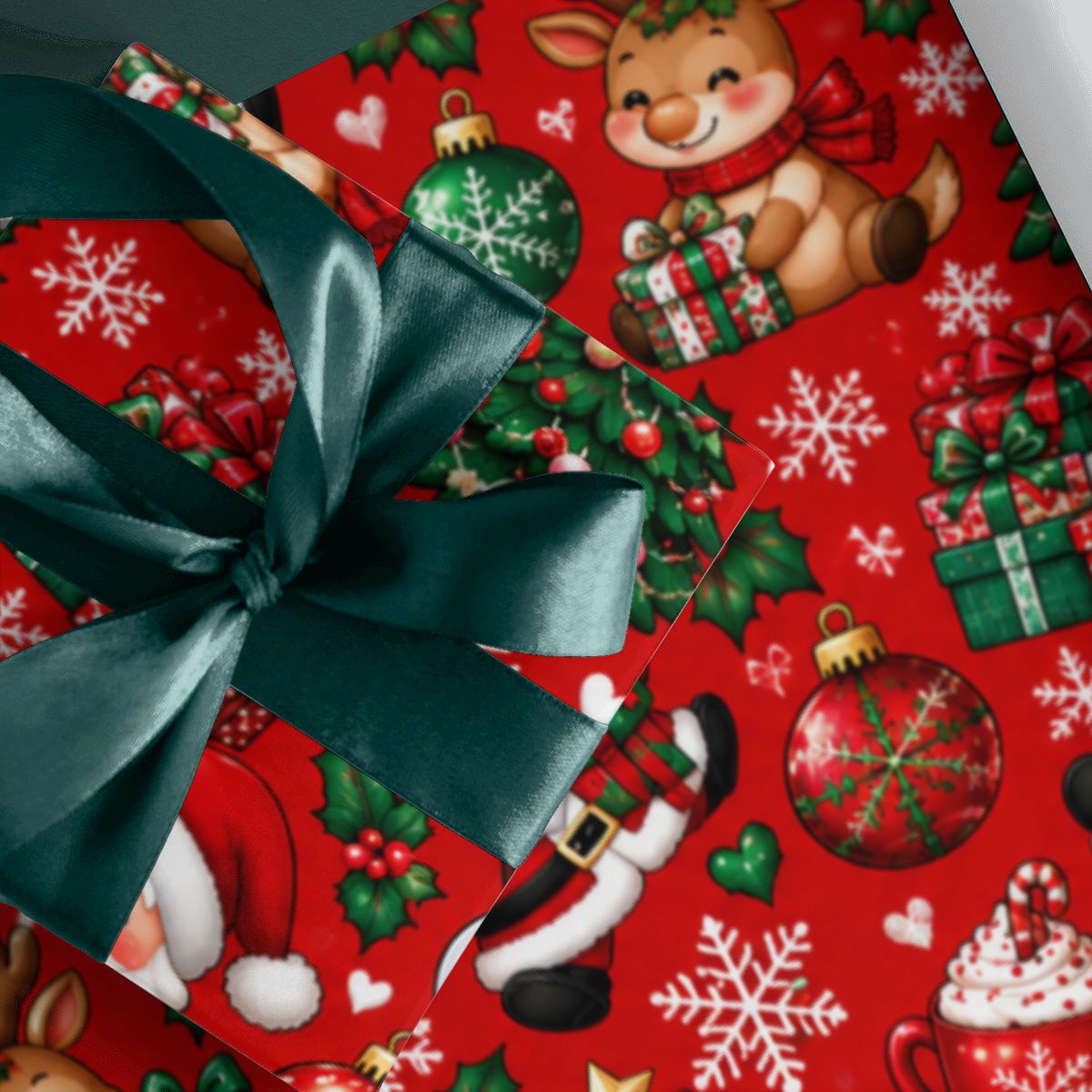 3Pack Gift Wrapping Paper Sheets deer and hot coco wrapping paper