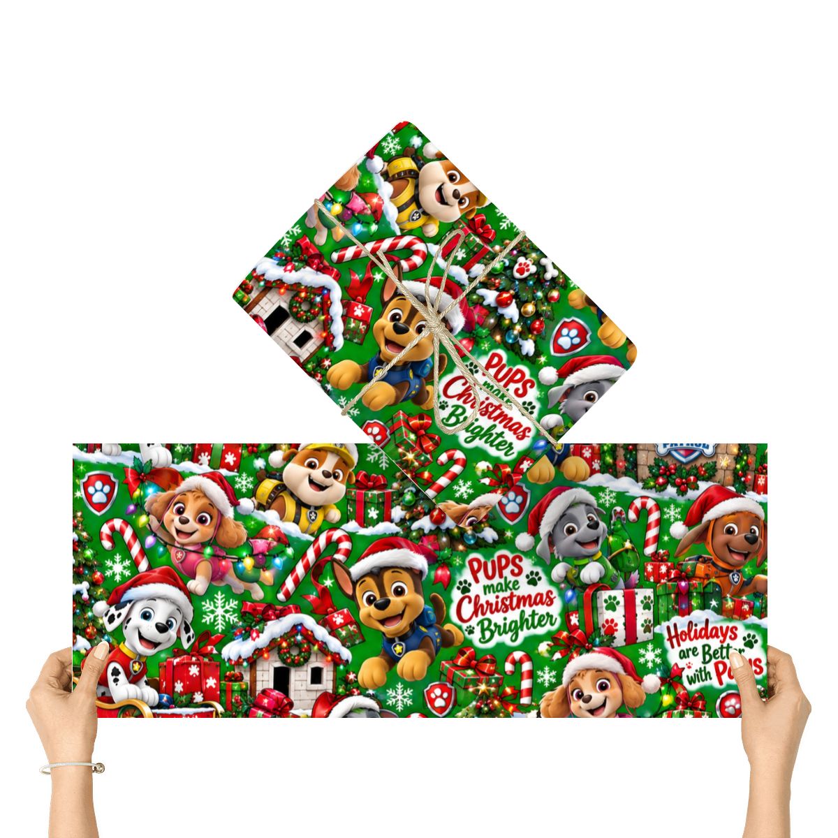 3Pack Gift Wrapping Paper Sheets christmas paw patrol