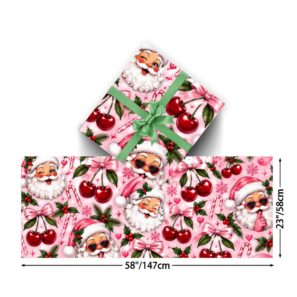 3Pack Gift Wrapping Paper Sheets santa and cherries wrappingpaper