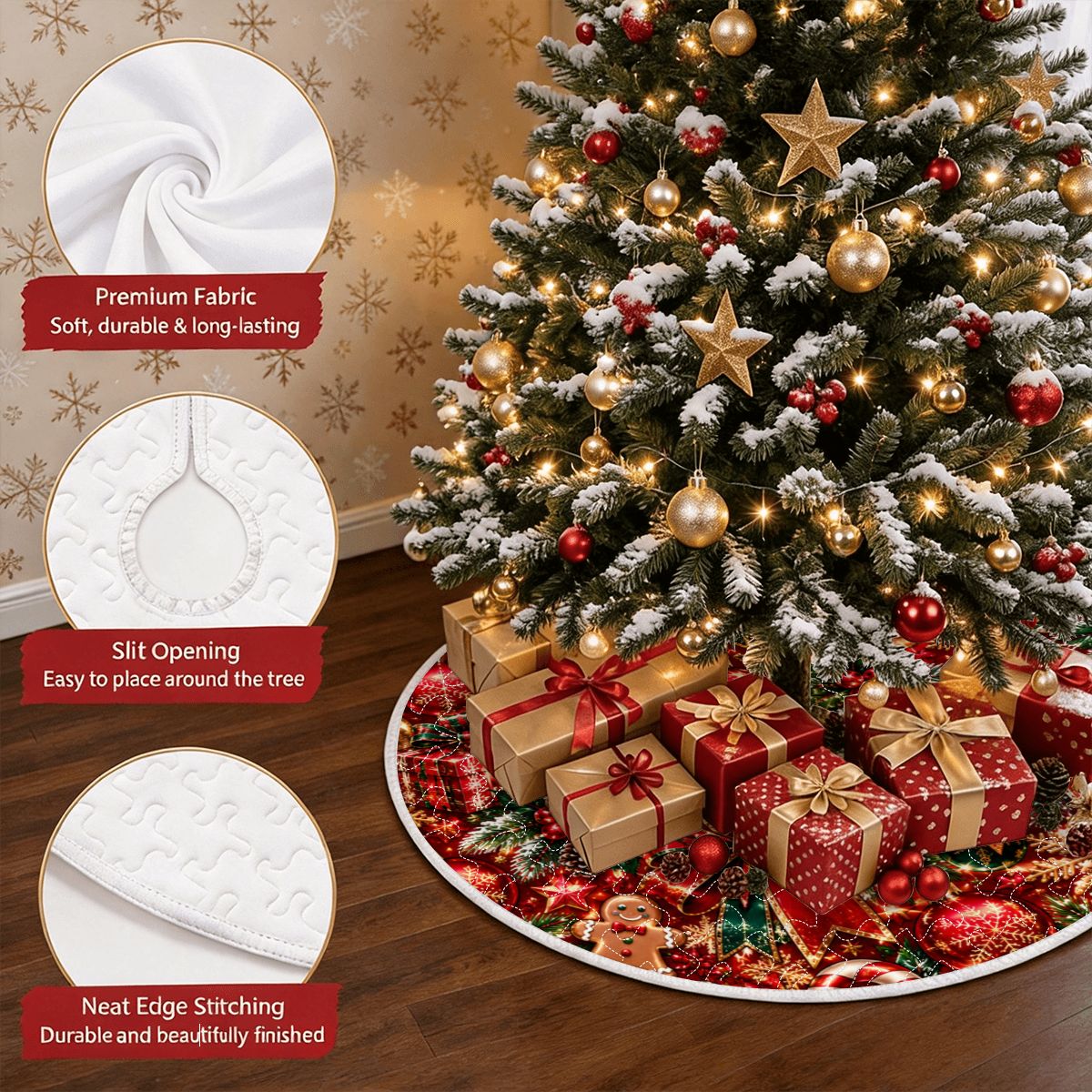 Quilted Christmas Tree Skirt Glittering Christmas Gift Wrap Pattern