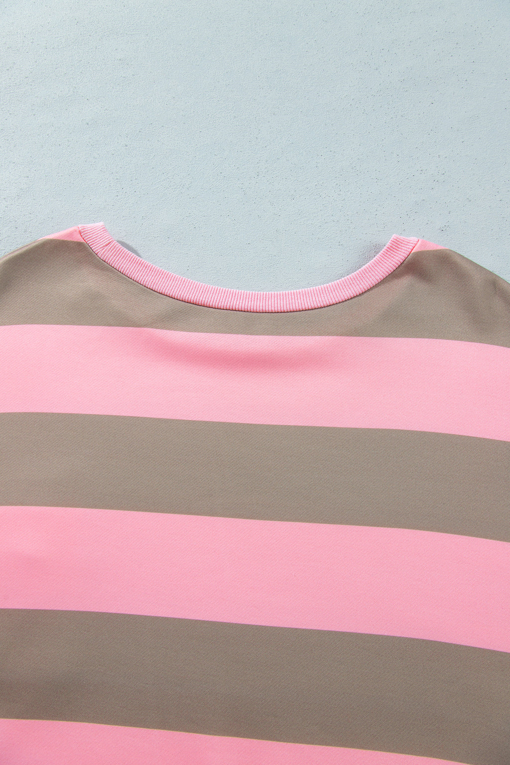 Pink Stripe Raw Seam Patchwork Drop Shoulder Plus Size Sweatshirt